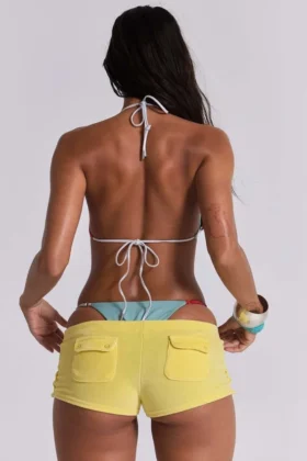 Lemon Velours-Minishorts