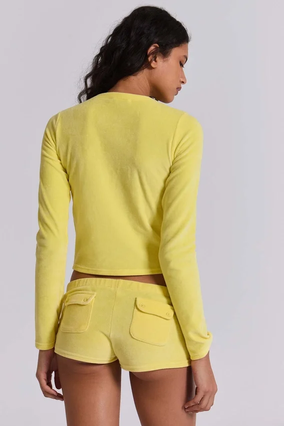 Lemon Velours-Minishorts