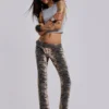 Leona Bootcut-Jeans „Cooper“ mit Tiger-Print