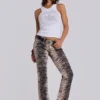 Leona Bootcut-Jeans „Cooper“ mit Tiger-Print