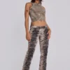 Leona Bootcut-Jeans „Cooper“ mit Tiger-Print