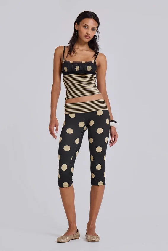 Lola Cami-Oberteil mit Rüschen in Polka-Dot-Streifen