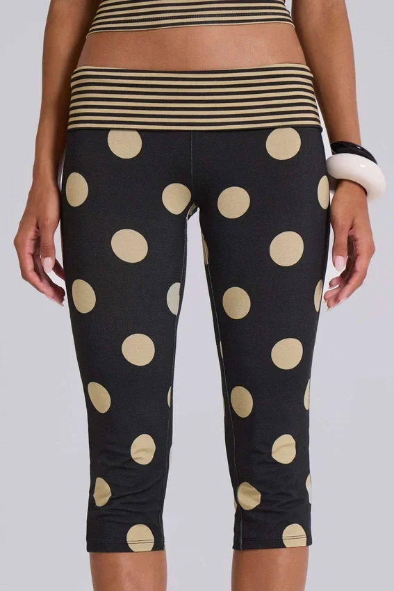 Lola Caprihose mit Umschlag in Polka-Dot-Streifen