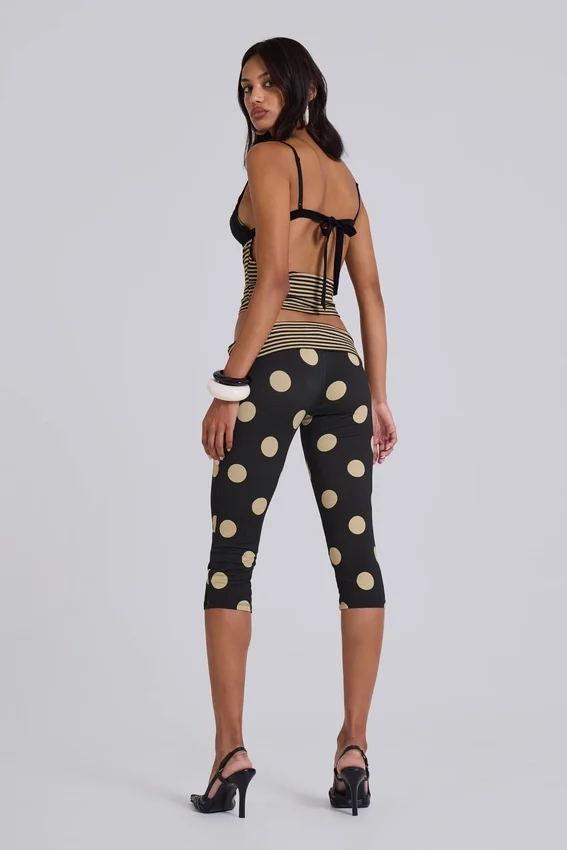 Lola Caprihose mit Umschlag in Polka-Dot-Streifen
