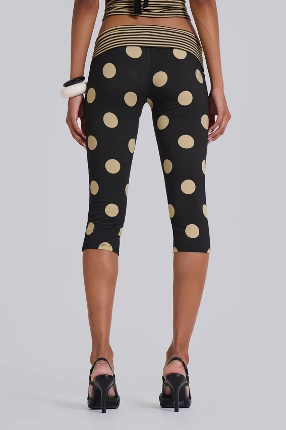 Lola Caprihose mit Umschlag in Polka-Dot-Streifen