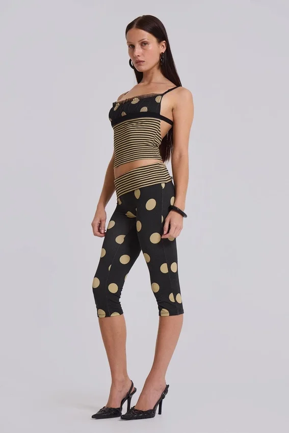 Lola Caprihose mit Umschlag in Polka-Dot-Streifen
