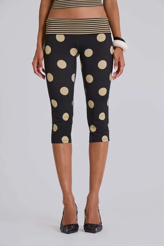 Lola Caprihose mit Umschlag in Polka-Dot-Streifen