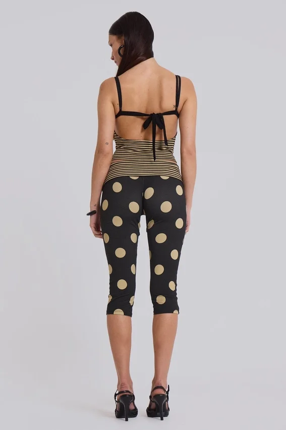 Lola Caprihose mit Umschlag in Polka-Dot-Streifen