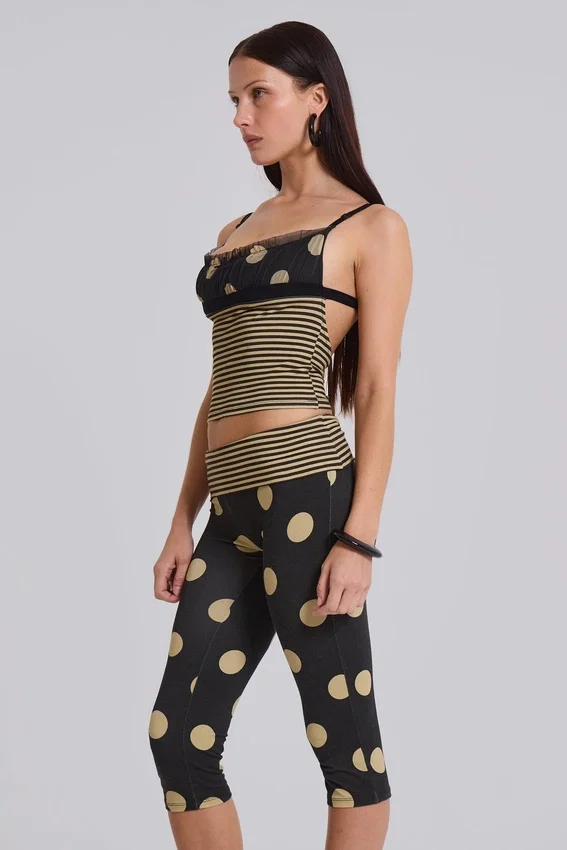 Lola Caprihose mit Umschlag in Polka-Dot-Streifen