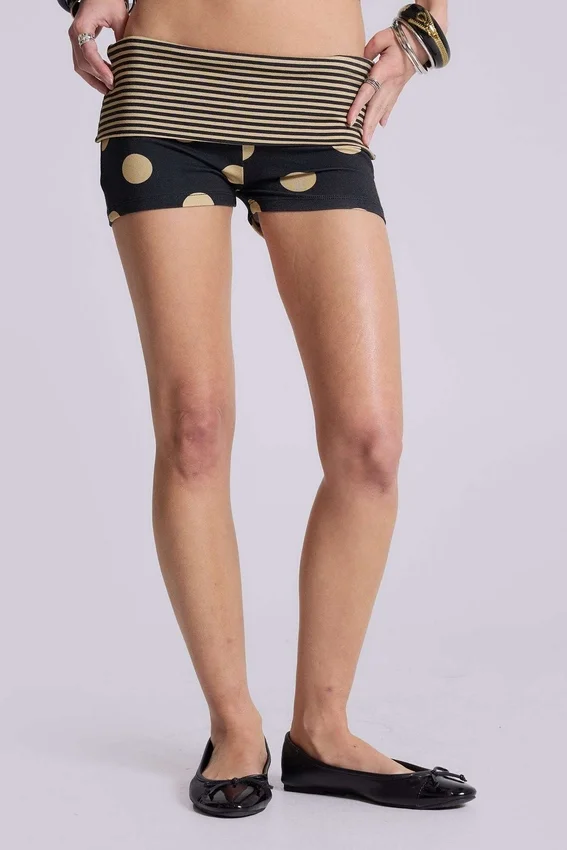 Lola Mini-Shorts mit Polka-Dot-Muster und umgeschlagenem Bund