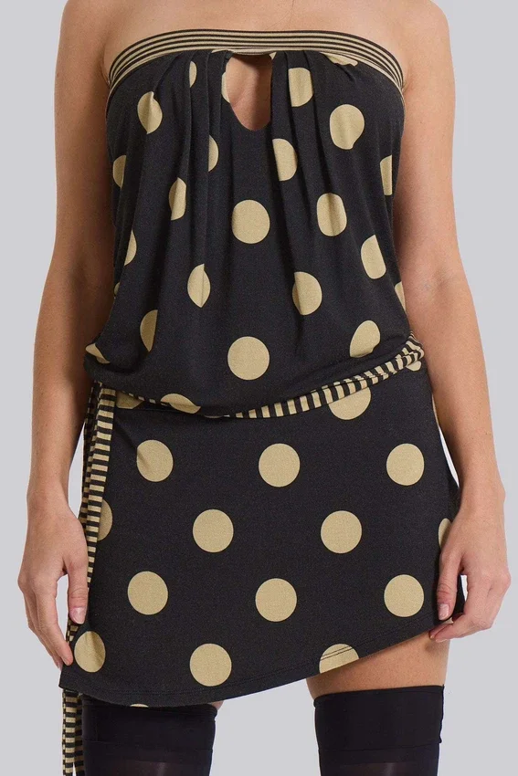 Lola trägerloses Minikleid mit Polka-Dot-Streifen