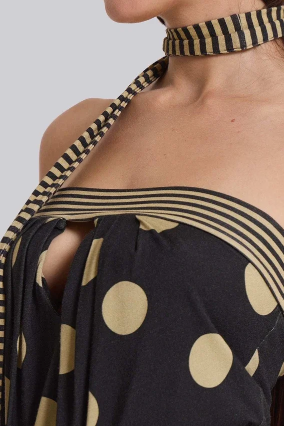 Lola trägerloses Minikleid mit Polka-Dot-Streifen