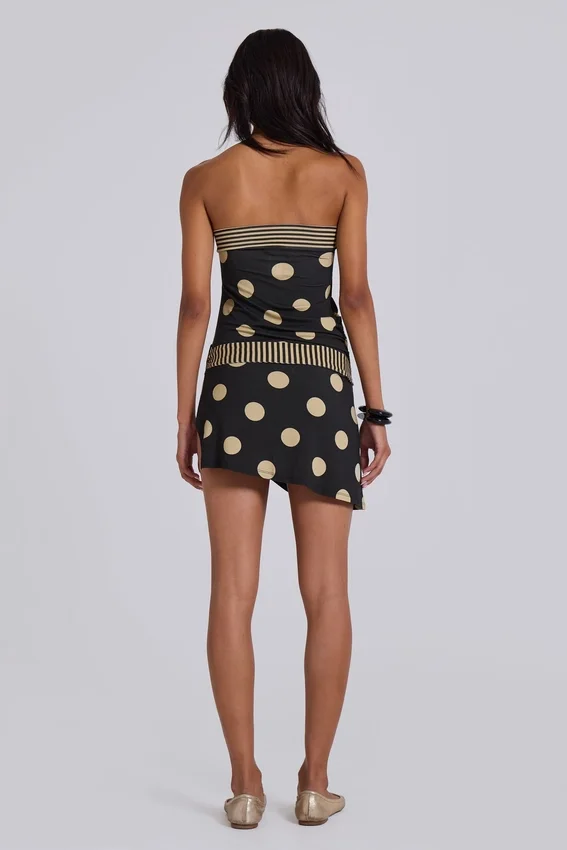 Lola trägerloses Minikleid mit Polka-Dot-Streifen