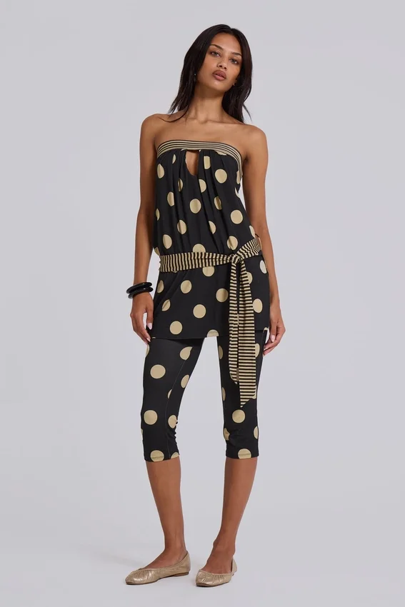 Lola Caprihose mit Umschlag in Polka-Dot-Streifen