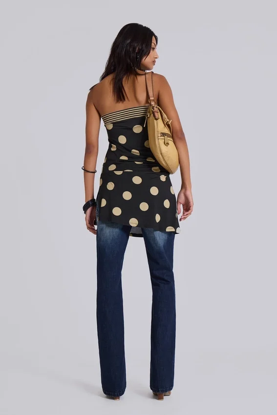 Lola trägerloses Minikleid mit Polka-Dot-Streifen