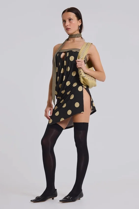 Lola trägerloses Minikleid mit Polka-Dot-Streifen