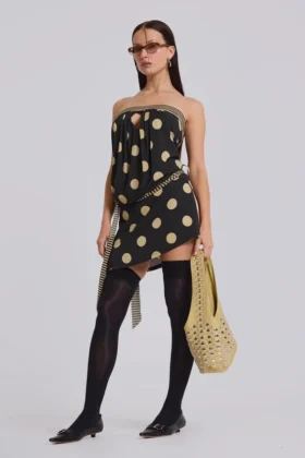 Lola trägerloses Minikleid mit Polka-Dot-Streifen