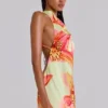 Lucia rückenfreies Minikleid mit Blumenverzierung