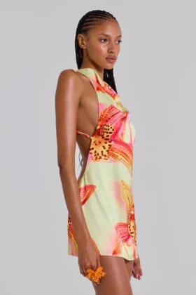 Lucia rückenfreies Minikleid mit Blumenverzierung