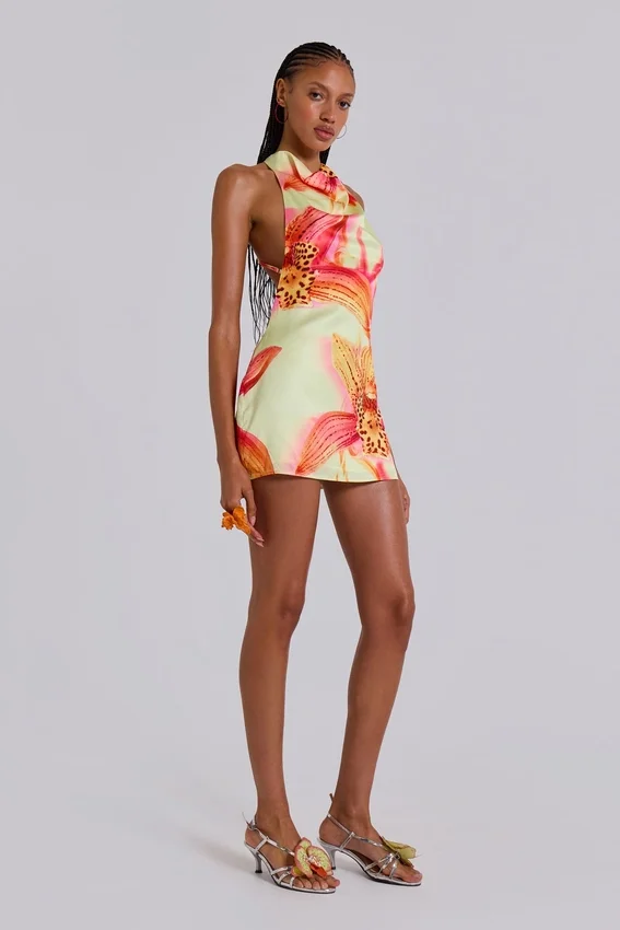 Lucia rückenfreies Minikleid mit Blumenverzierung