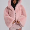 Mara Oversize-Kunstpelzmantel in Rosa
