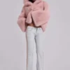 Mara Oversize-Kunstpelzmantel in Rosa