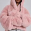 Mara Oversize-Kunstpelzmantel in Rosa