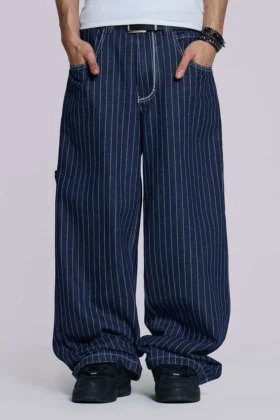 Marineblaue Ollie Pinstripe XL Colossus Jeans