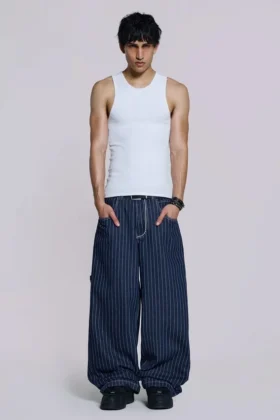 Marineblaue Ollie Pinstripe XL Colossus Jeans