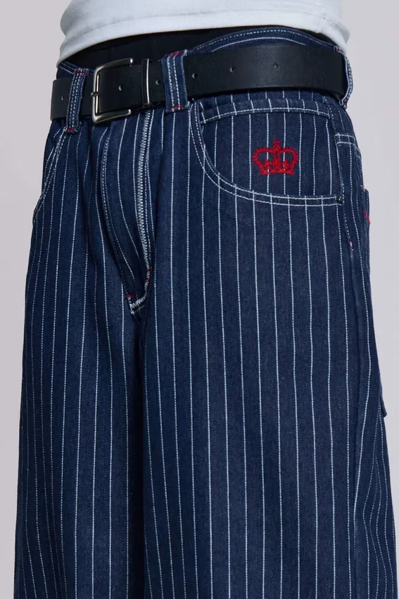 Marineblaue Ollie Pinstripe XL Colossus Jeans