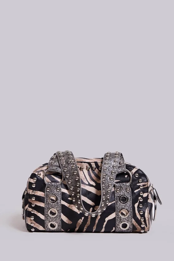 Marza PU-Leder-Tasche mit Nieten in Zebra-Optik