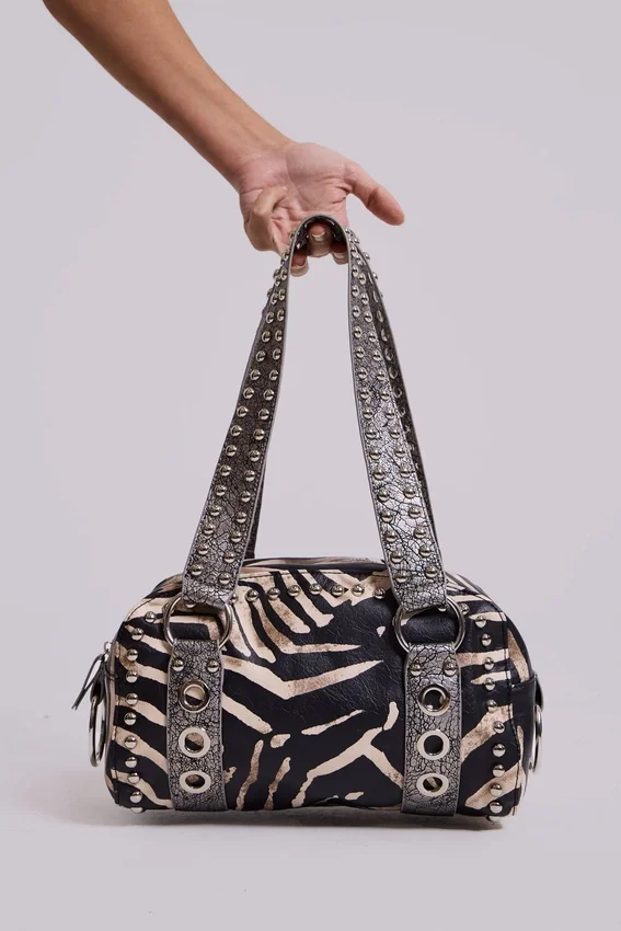 Marza PU-Leder-Tasche mit Nieten in Zebra-Optik