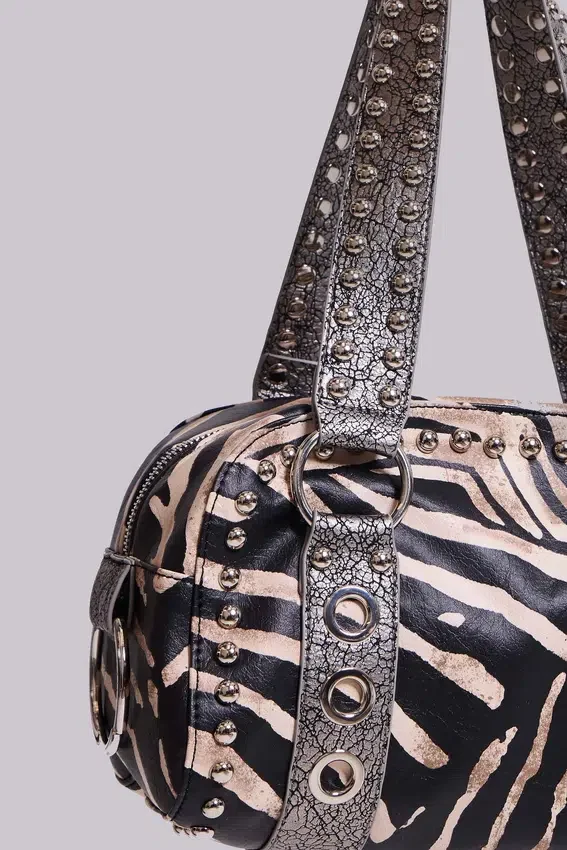 Marza PU-Leder-Tasche mit Nieten in Zebra-Optik