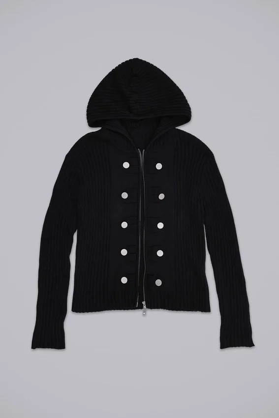 Military-Strickpullover mit Kapuze