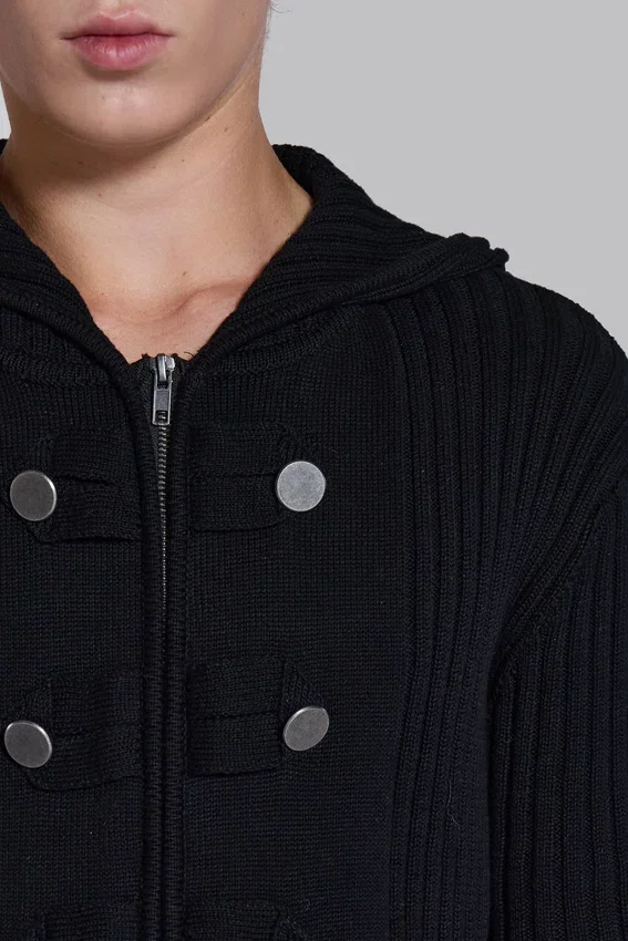 Military-Strickpullover mit Kapuze