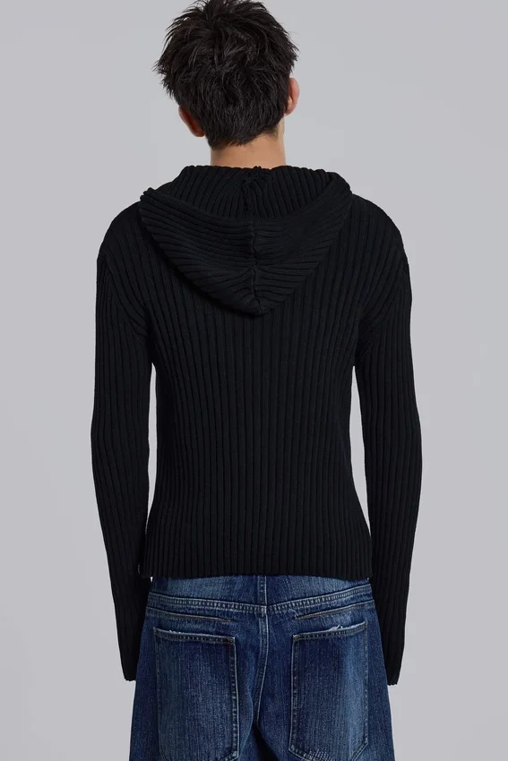 Military-Strickpullover mit Kapuze