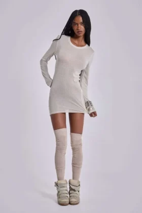 Minikleid in der Farbe „Oatmeal Mist“