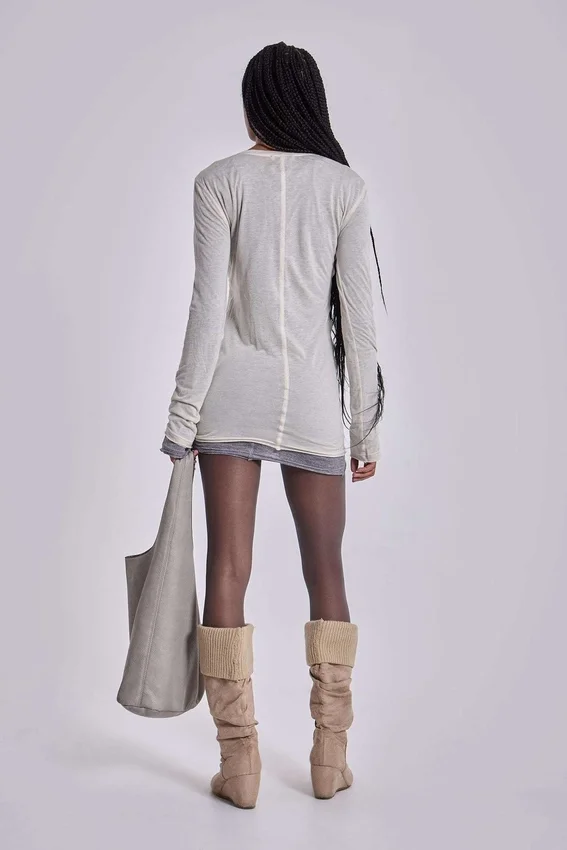 Minikleid in der Farbe „Oatmeal Mist“
