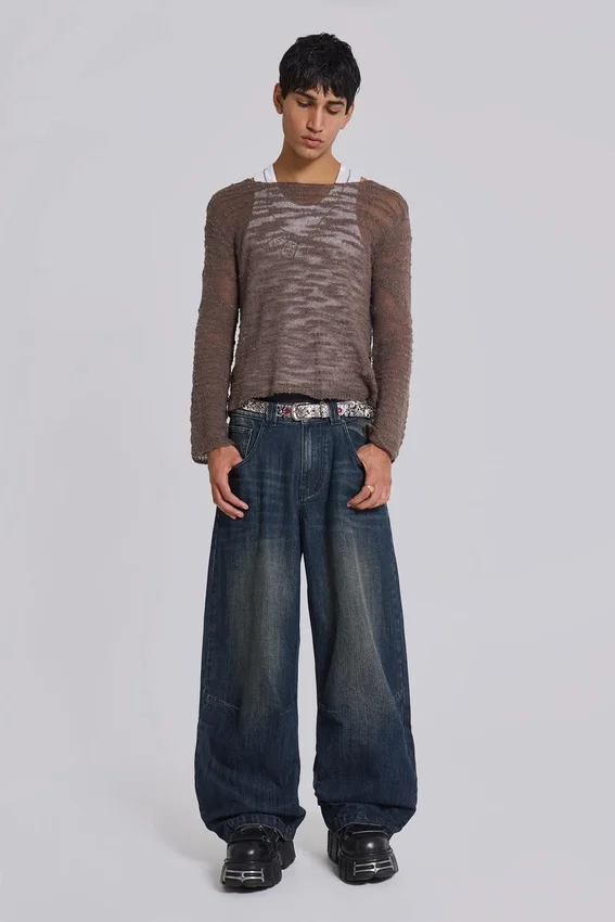 Mittelblaue Slub-Colossus-Jeans