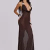 Moara Strick-Maxikleid mit tiefem Ausschnitt