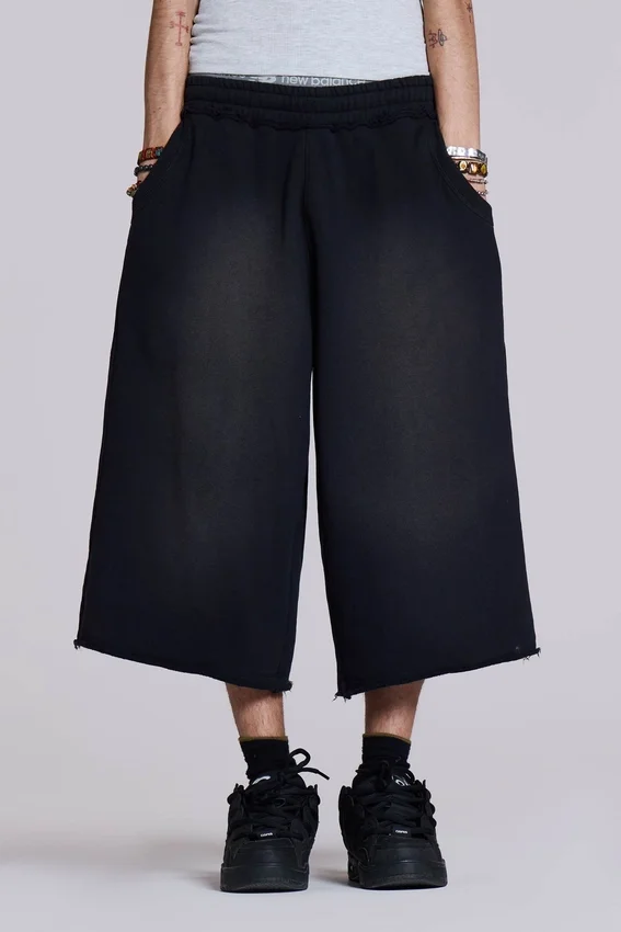 Monster 3/4-Shorts, gewaschen, schwarz