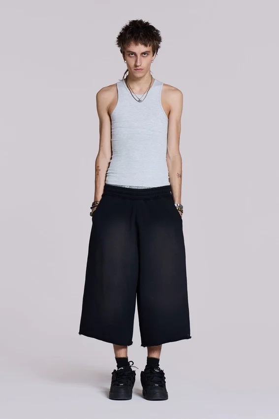 Monster 3/4-Shorts, gewaschen, schwarz