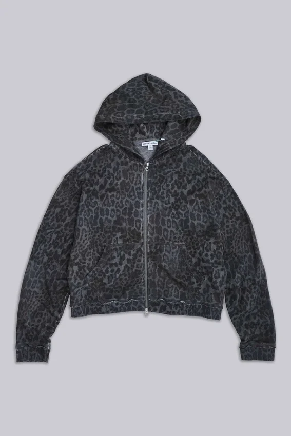 Monster Hoodie in Anthrazit mit Leopardenmuster