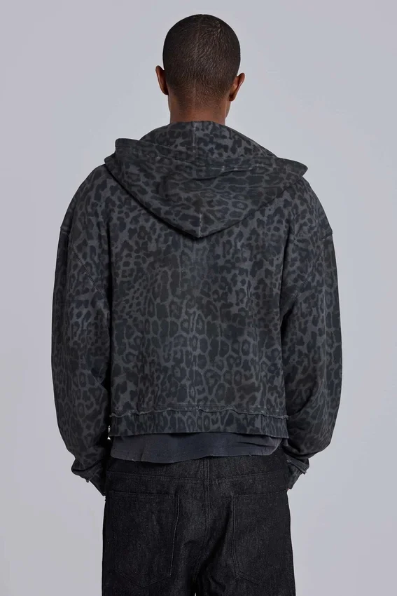 Monster Hoodie in Anthrazit mit Leopardenmuster