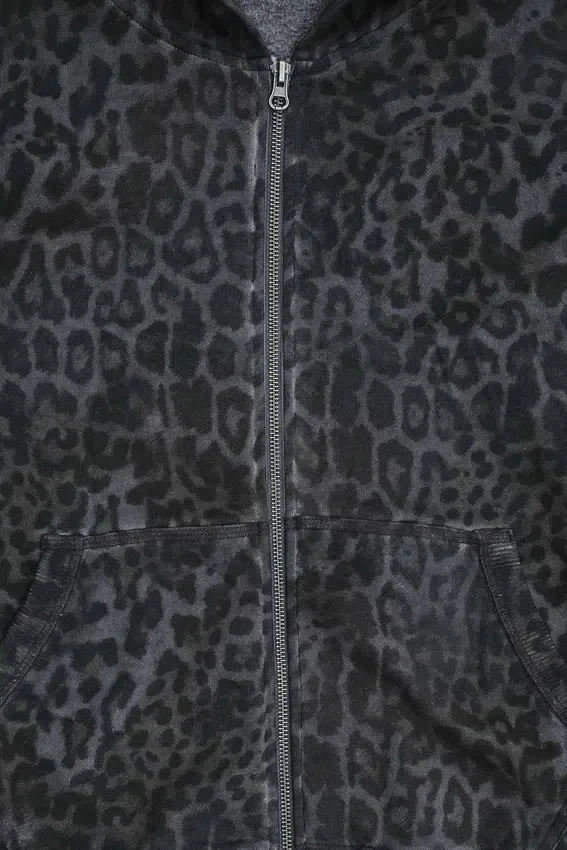 Monster Hoodie in Anthrazit mit Leopardenmuster