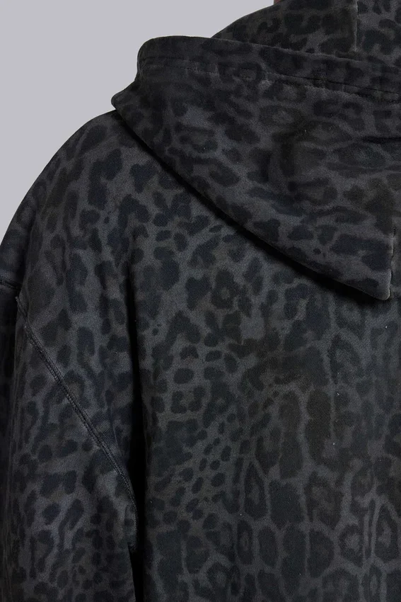 Monster Hoodie in Anthrazit mit Leopardenmuster