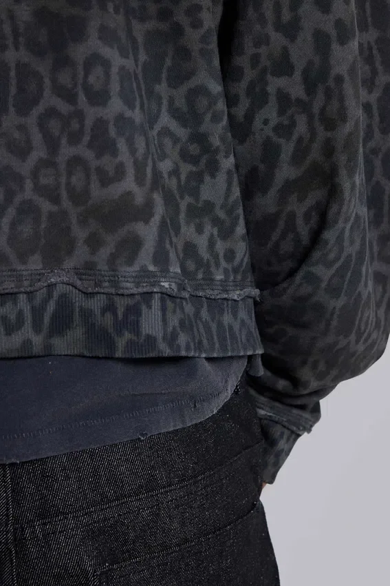 Monster Hoodie in Anthrazit mit Leopardenmuster