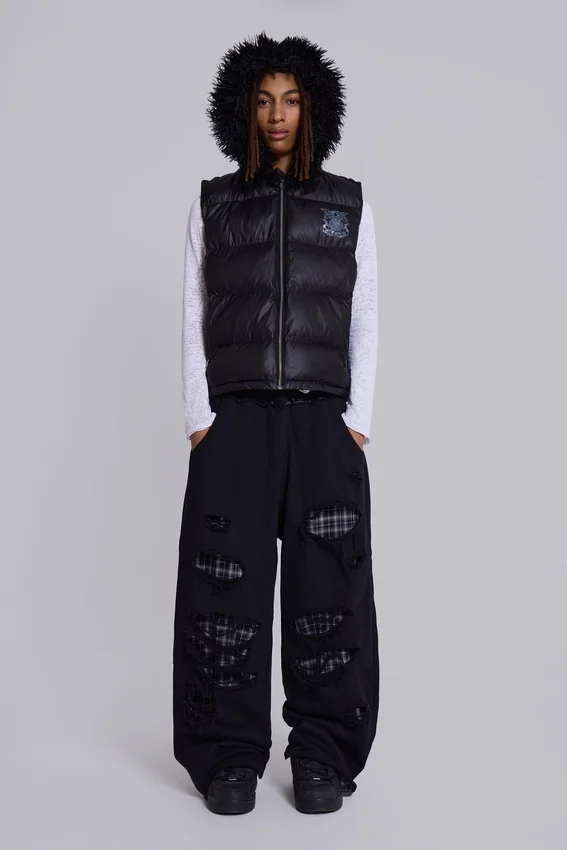Monster Joggers mit Karomuster und Lagenlook