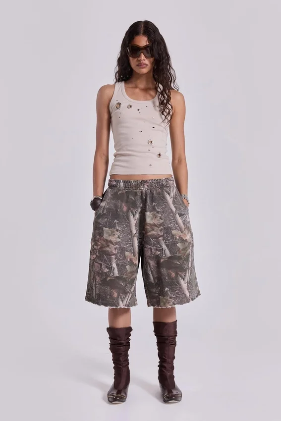 Monster Joggers-Shorts im Woodland-Camo-Look