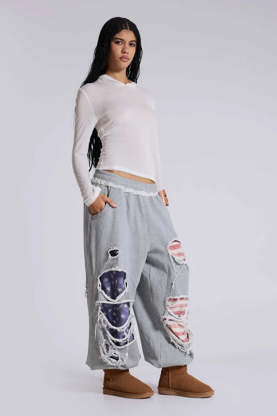 Monster Joggers „Stars and Stripes“ im Distressed-Look
